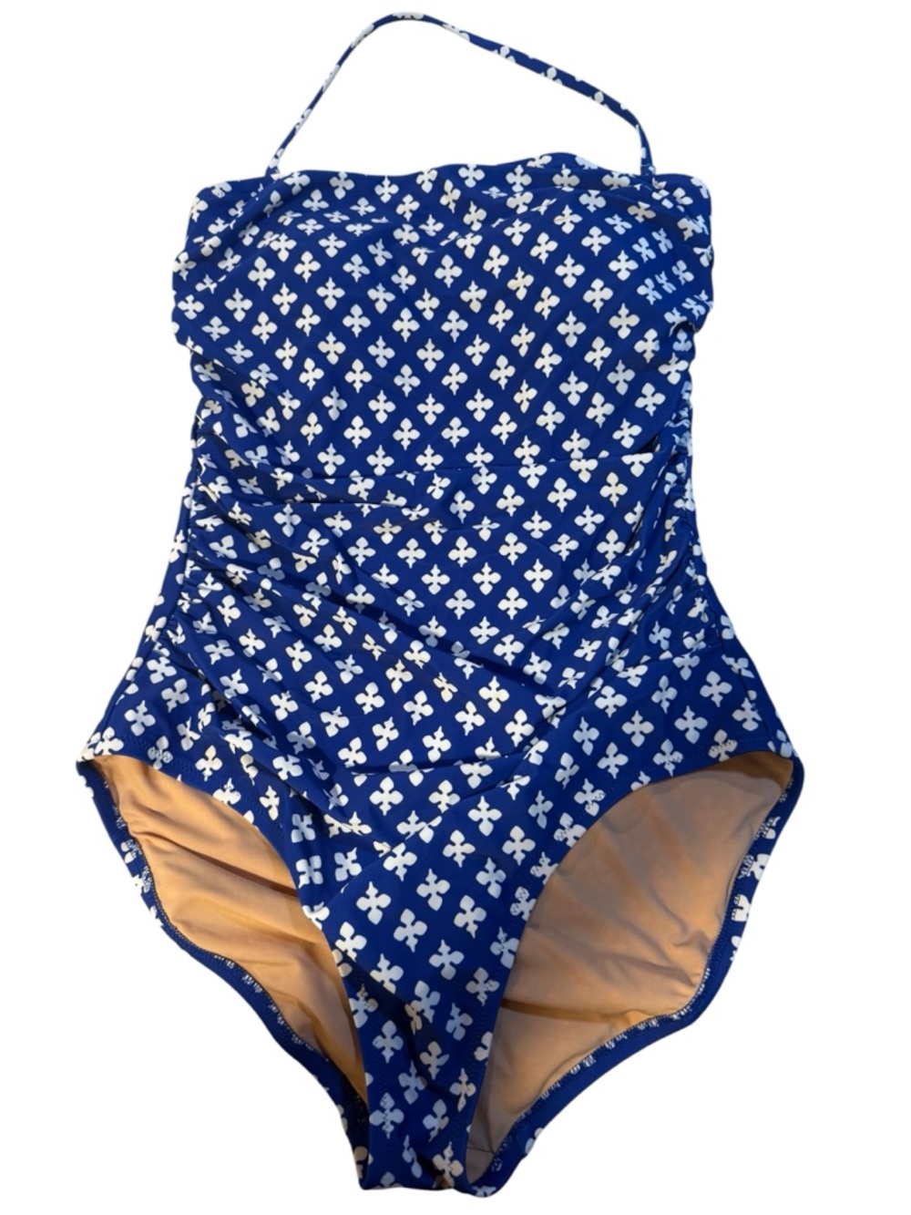 J. Crew Navy and White Patterned One-Piece Swimsuit